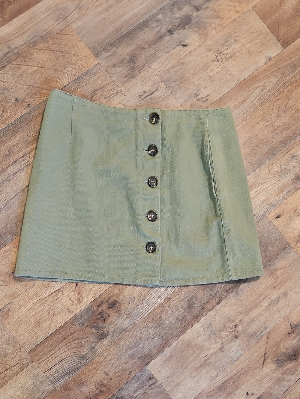 👗Chloe & Katie Olive Green Button-Front Mini Skirt